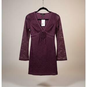 Forever 21 Lace Bow Mini Dress Size Medium NWT Merlot
